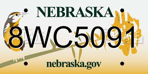 8WC5091 Nebraska License Plate