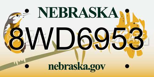8WD6953 Nebraska License Plate