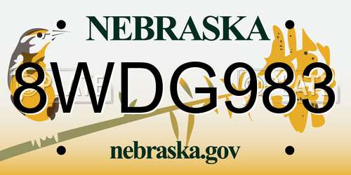 8WDG983 Nebraska License Plate