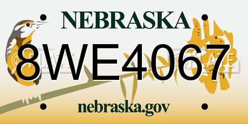 8WE4067 Nebraska License Plate