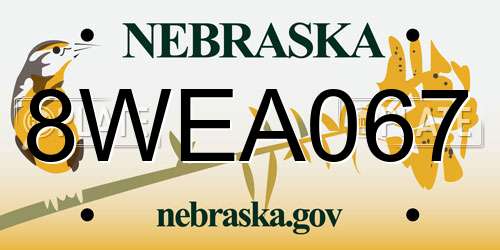 8WEA067 Nebraska License Plate