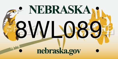 8WL089 Nebraska License Plate