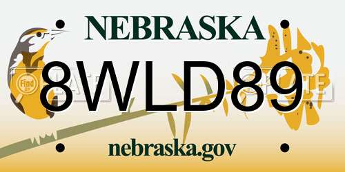 8WLD89 Nebraska License Plate