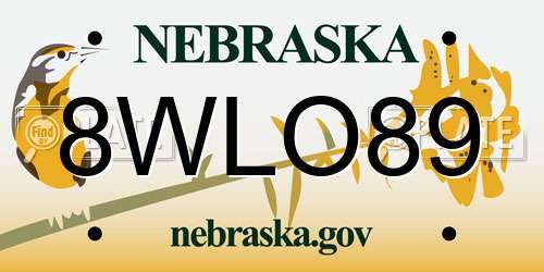 8WLO89 Nebraska License Plate