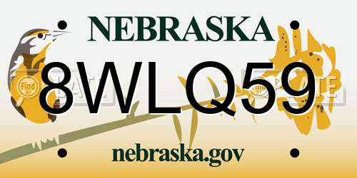 8WLQ59 Nebraska License Plate