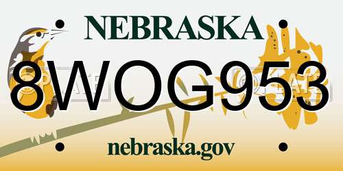 8WOG953 Nebraska License Plate
