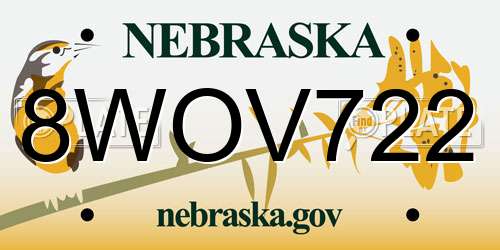 8WOV722 Nebraska License Plate