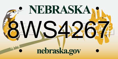 8WS4267 Nebraska License Plate