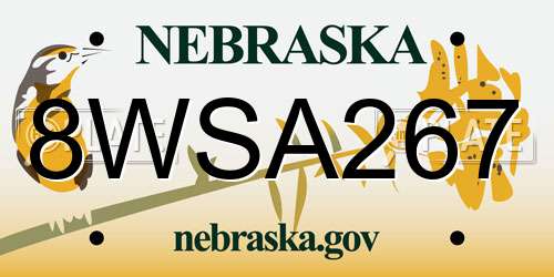 8WSA267 Nebraska License Plate