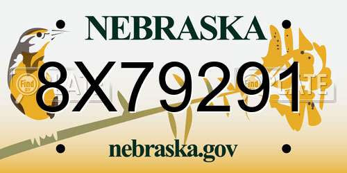 8X79291 Nebraska License Plate