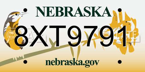 8XT9791 Nebraska License Plate