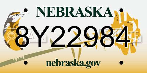 8Y22984 Nebraska License Plate