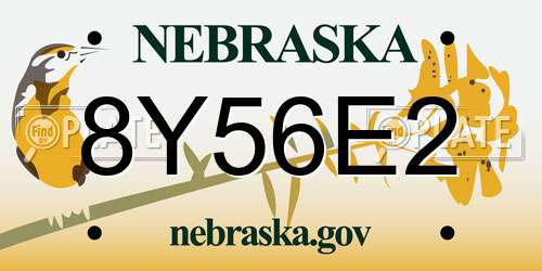 8Y56E2 Nebraska License Plate