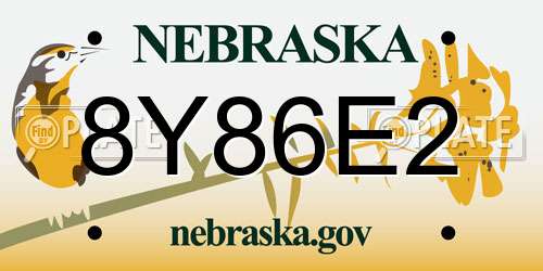 8Y86E2 Nebraska License Plate