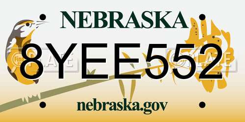 8YEE552 Nebraska License Plate