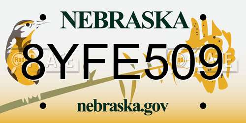 8YFE509 Nebraska License Plate