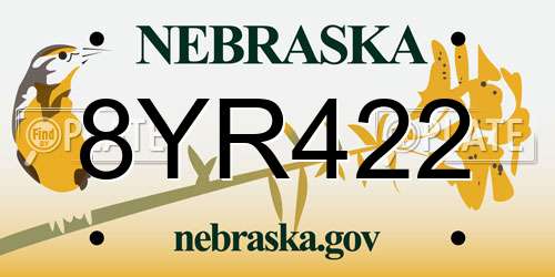 8YR422 Nebraska License Plate