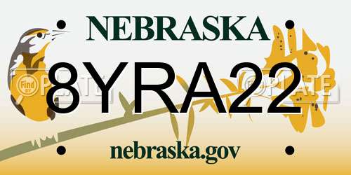 8YRA22 Nebraska License Plate