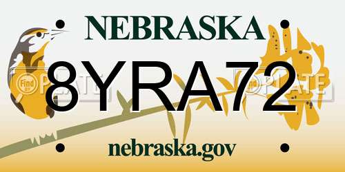 8YRA72 Nebraska License Plate