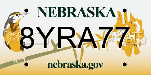 8YRA77 Nebraska License Plate