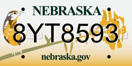 8YT8593 Nebraska License Plate
