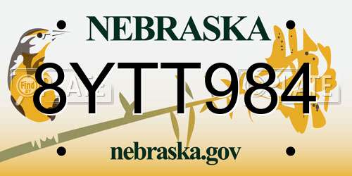 8YTT984 Nebraska License Plate