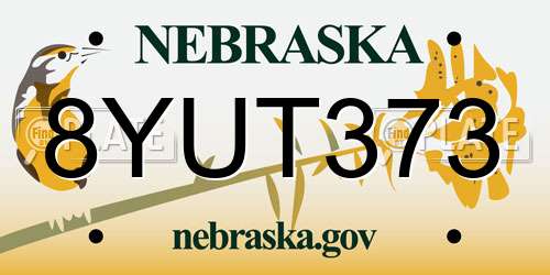 8YUT373 Nebraska License Plate