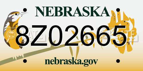 8Z02665 Nebraska License Plate
