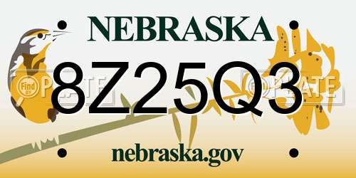 8Z25Q3 Nebraska License Plate
