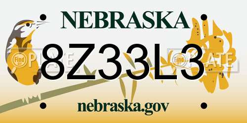 8Z33L3 Nebraska License Plate