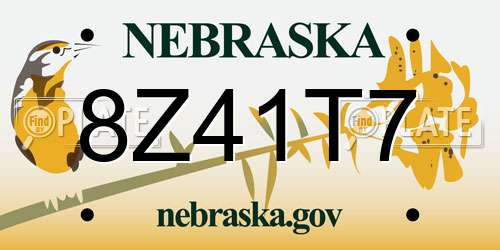 8Z41T7 Nebraska License Plate