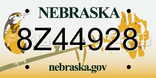 8Z44928 Nebraska License Plate