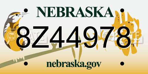 8Z44978 Nebraska License Plate