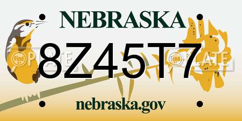 8Z45T7 Nebraska License Plate