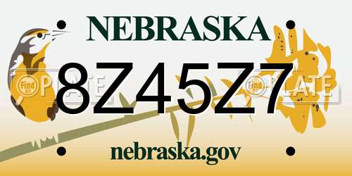 8Z45Z7 Nebraska License Plate