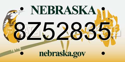8Z52835 Nebraska License Plate