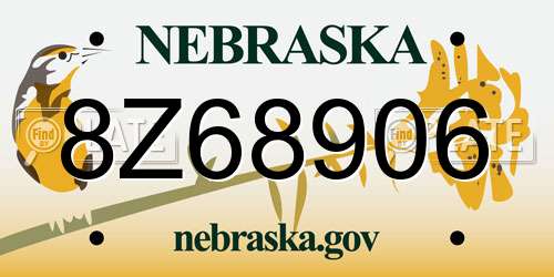 8Z68906 Nebraska License Plate