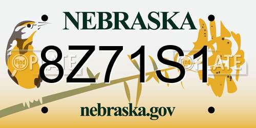 8Z71S1 Nebraska License Plate
