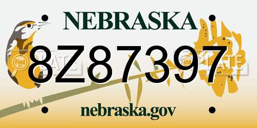 8Z87397 Nebraska License Plate