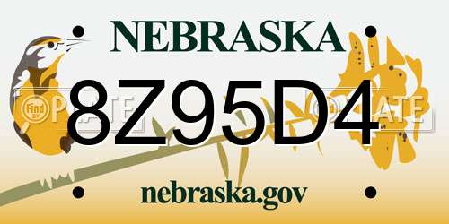 8Z95D4 Nebraska License Plate