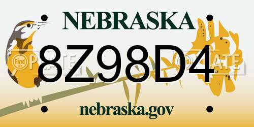 8Z98D4 Nebraska License Plate