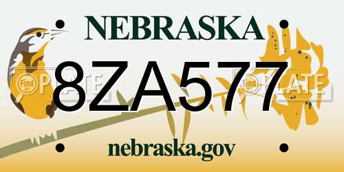 8ZA577 Nebraska License Plate