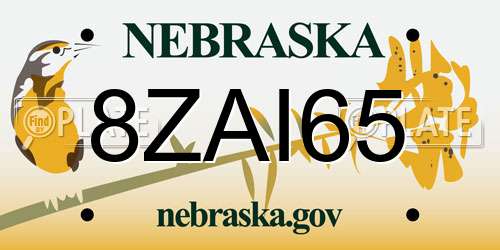8ZAI65 Nebraska License Plate