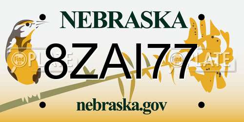8ZAI77 Nebraska License Plate