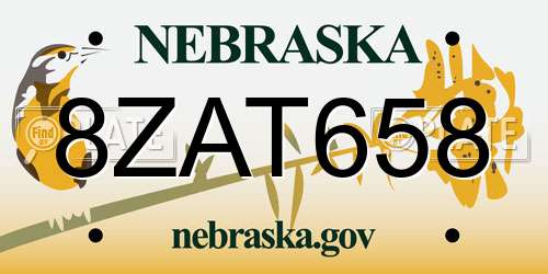 8ZAT658 Nebraska License Plate