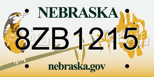 8ZB1215 Nebraska License Plate