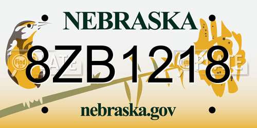 8ZB1218 Nebraska License Plate