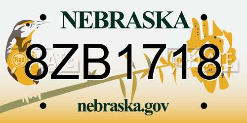 8ZB1718 Nebraska License Plate