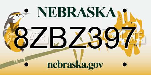8ZBZ397 Nebraska License Plate