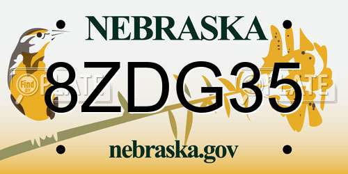 8ZDG35 Nebraska License Plate